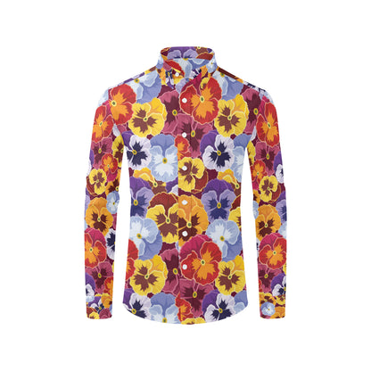 Pansy Pattern Print Design PS01 Men's Long Sleeve Shirt