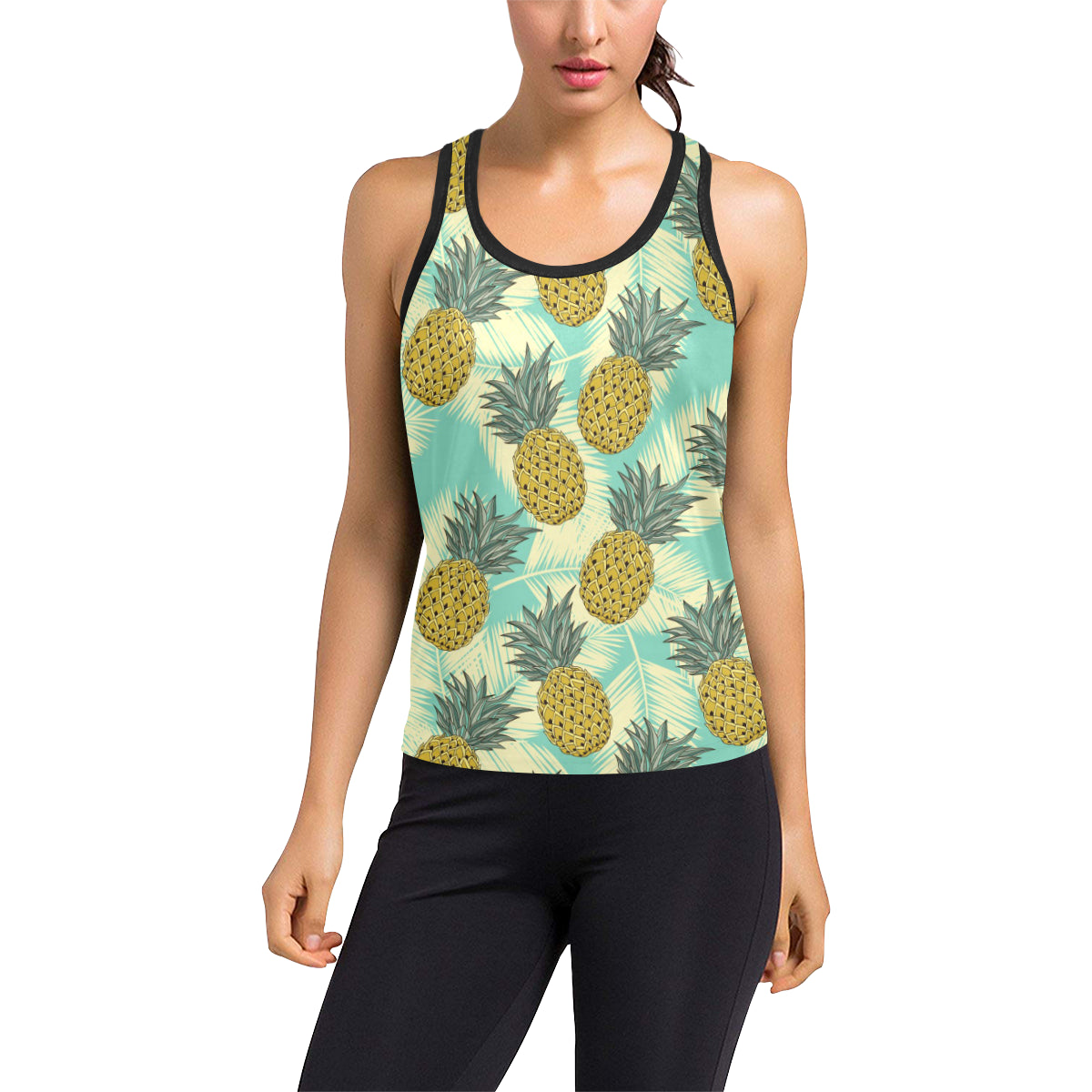 Pineapple Pattern Print Design PP03 Women's Racerback Tank Top