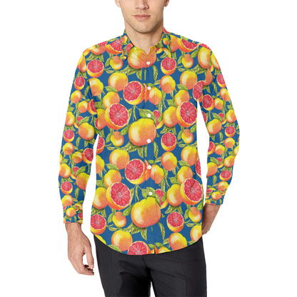 Grapefruit Pattern Print Design GF04 Men's Long Sleeve Shirt