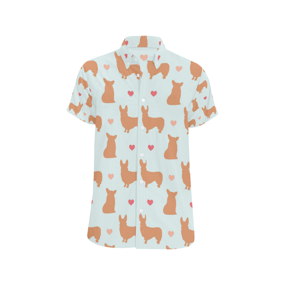 Pembroke Welsh Corgis Pattern Print Design A01 Men's Short Sleeve Button Up Shirt