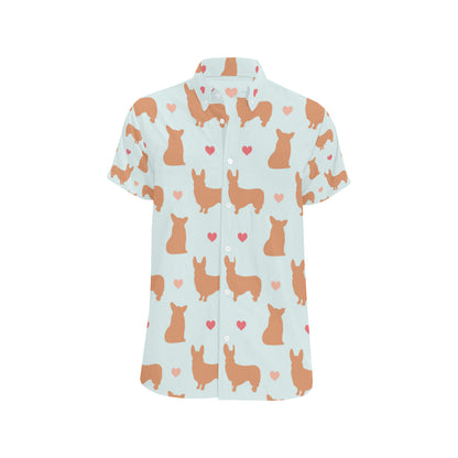 Pembroke Welsh Corgis Pattern Print Design A01 Men's Short Sleeve Button Up Shirt