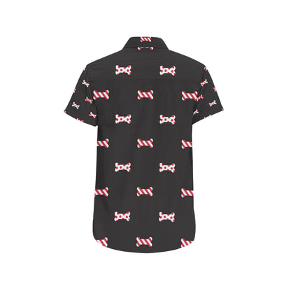 Dog Bone Pattern Print Design 04 Men's Short Sleeve Button Up Shirt