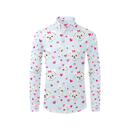 Maltese Pattern Print Design 03 Men's Long Sleeve Shirt