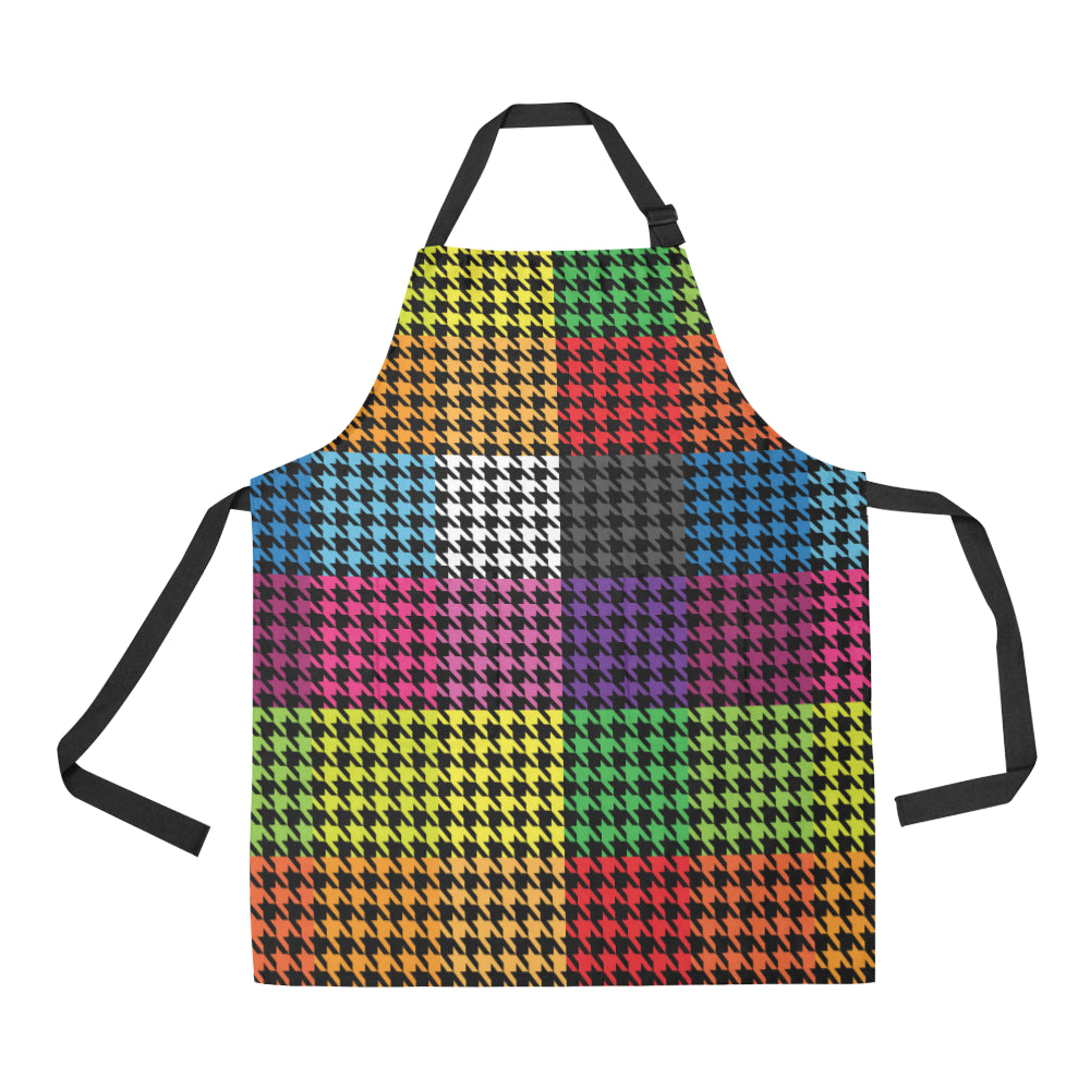 Houndstooth Colorful Pattern Print Design 01 Apron with Pocket