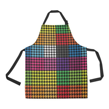 Houndstooth Colorful Pattern Print Design 01 Apron with Pocket