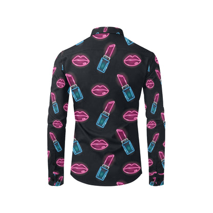 Lipstick Color Neon Pattern Print Design 03 Men's Long Sleeve Shirt