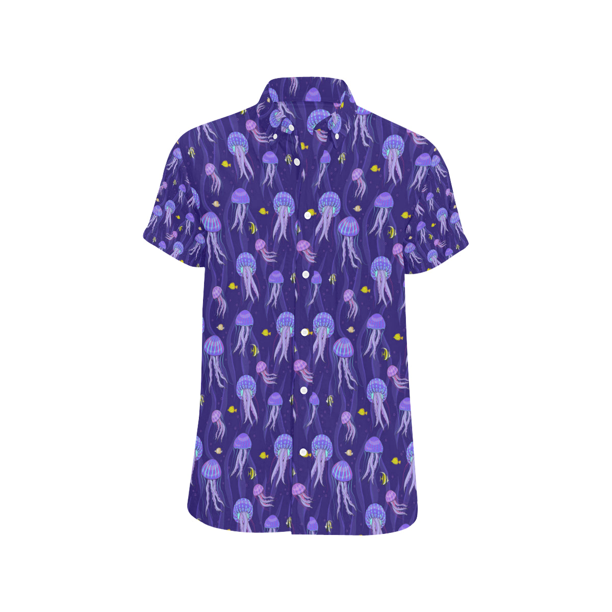Jellyfish Style Print Men's Short Sleeve Button Up Shirt