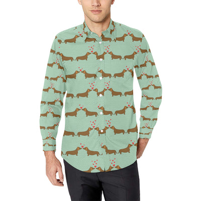 Dachshund Pattern Print Design 02 Men's Long Sleeve Shirt