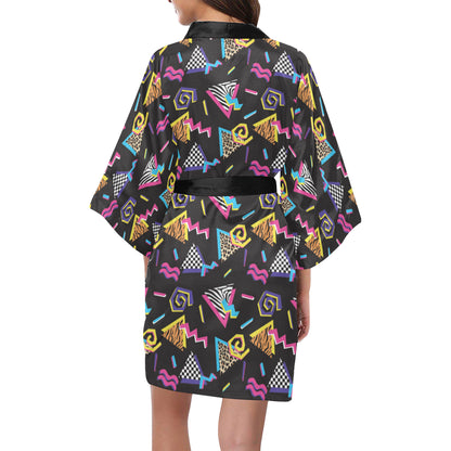 80s Pattern Print Design 3 Women's Short Kimono