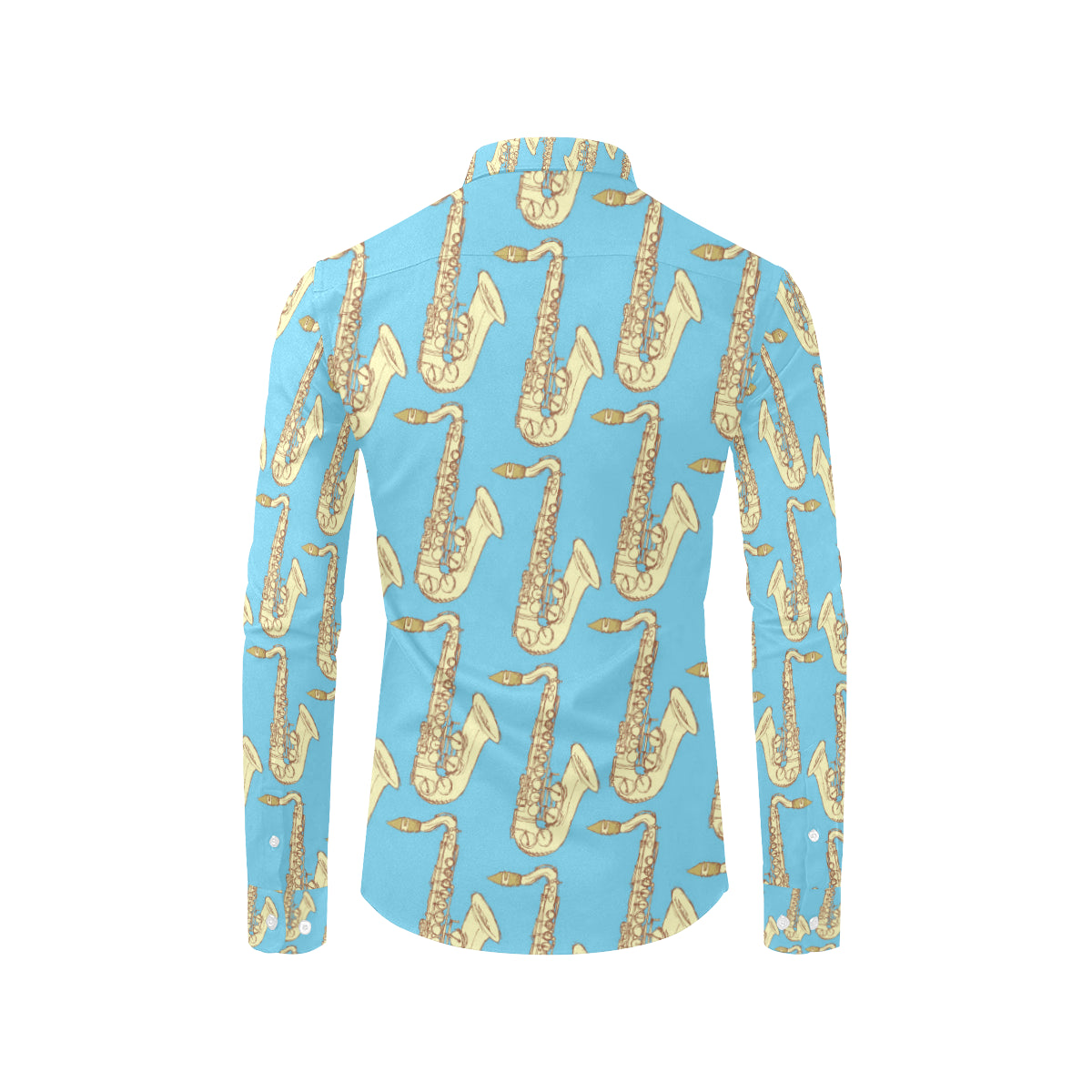 Saxophone Pattern Print Design 03 Men's Long Sleeve Shirt