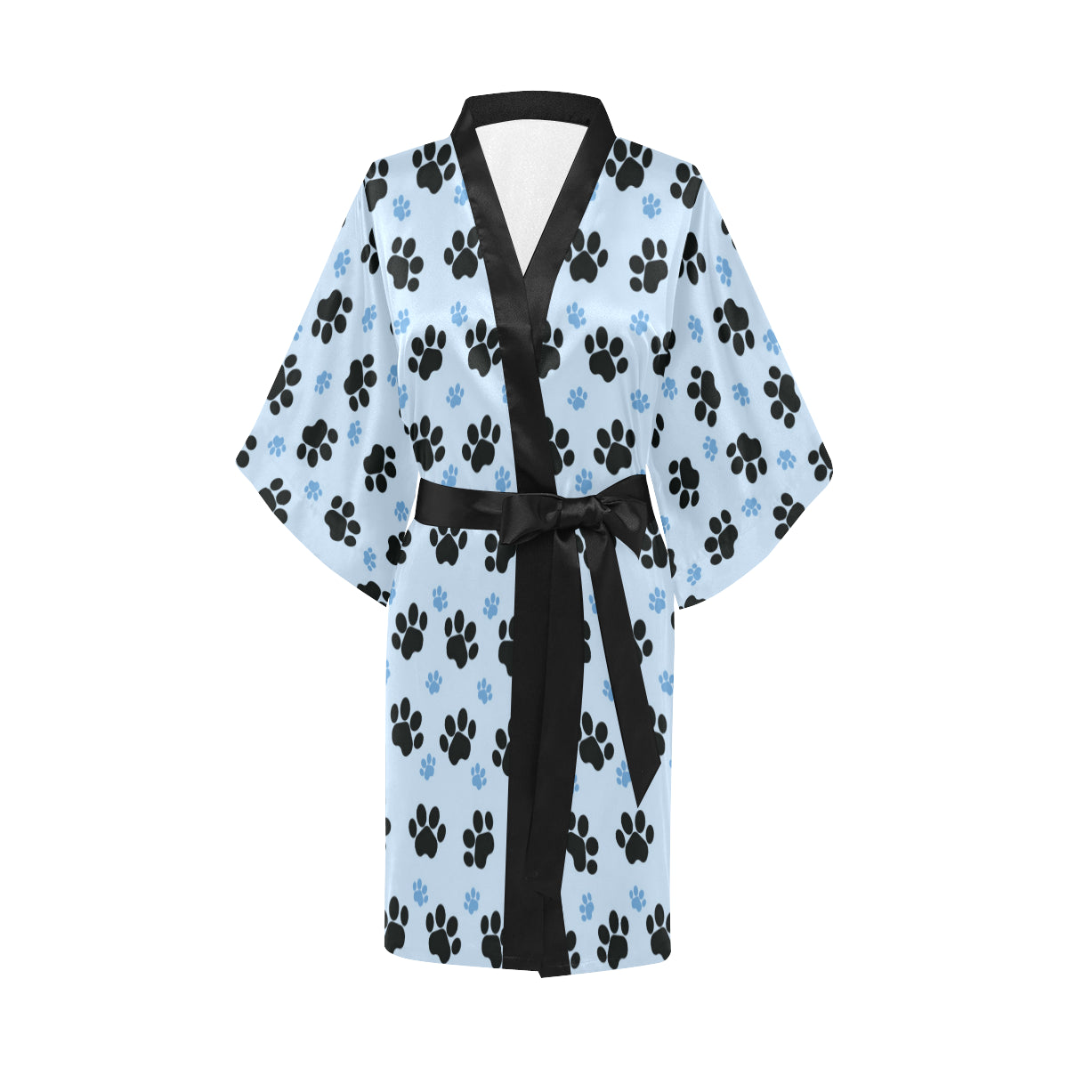 Paw Pattern Print Design A04 Women's Short Kimono