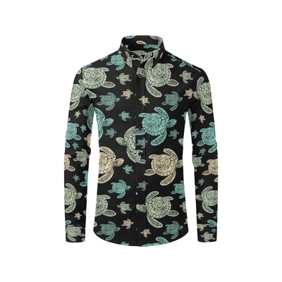 Sea Turtle Stamp Pattern Men's Long Sleeve Shirt