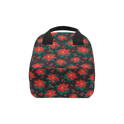 Poinsettia Pattern Print Design POT07 Insulated Lunch Bag
