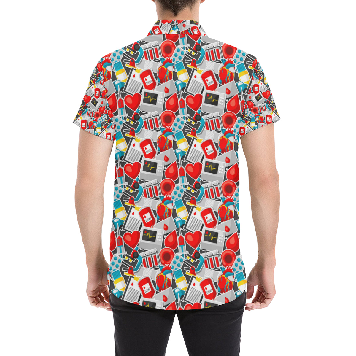 Phlebotomist Medical Themed Men's Short Sleeve Button Up Shirt