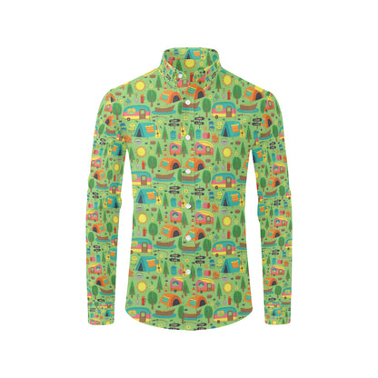 Camping Camper Pattern Print Design 04 Men's Long Sleeve Shirt