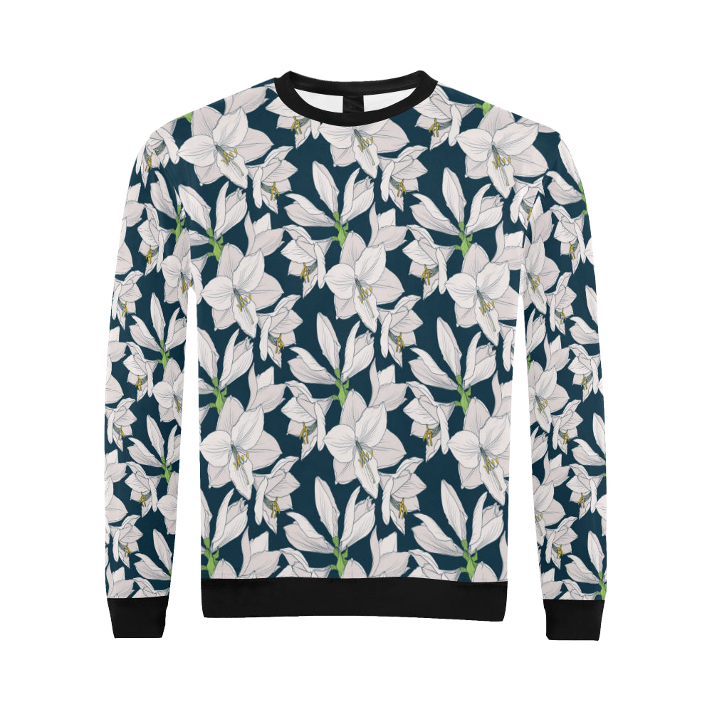Amaryllis Pattern Print Design AL02 Men Long Sleeve Sweatshirt