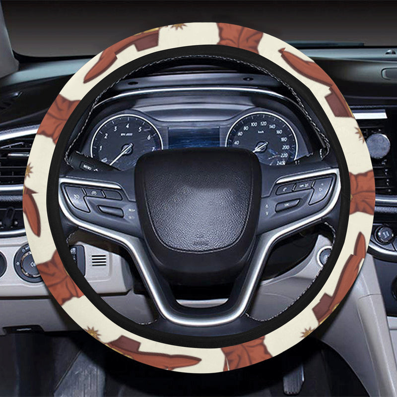 Cowboy Pattern Print Design 06 Steering Wheel Cover with Elastic Edge