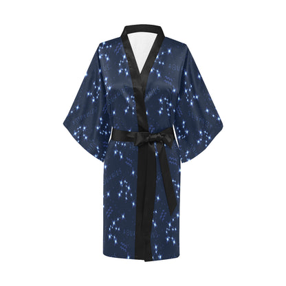 Aquarius Zodiac Pattern Print Design 02 Women's Short Kimono