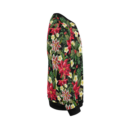 Poinsettia Pattern Print Design POT05 Men Long Sleeve Sweatshirt
