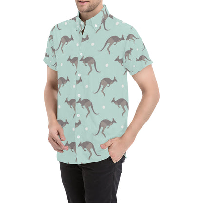 Kangaroos Pattern Print Design 04 Men's Short Sleeve Button Up Shirt