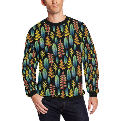 Heliconia Pattern Print Design HL03 Men Long Sleeve Sweatshirt