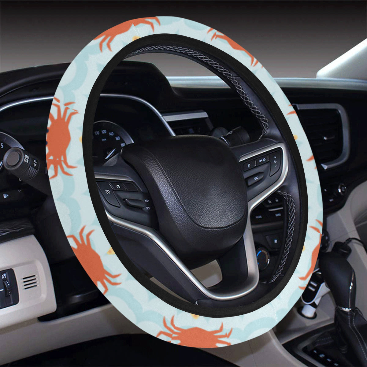Crab Pattern Print Design 03 Steering Wheel Cover with Elastic Edge