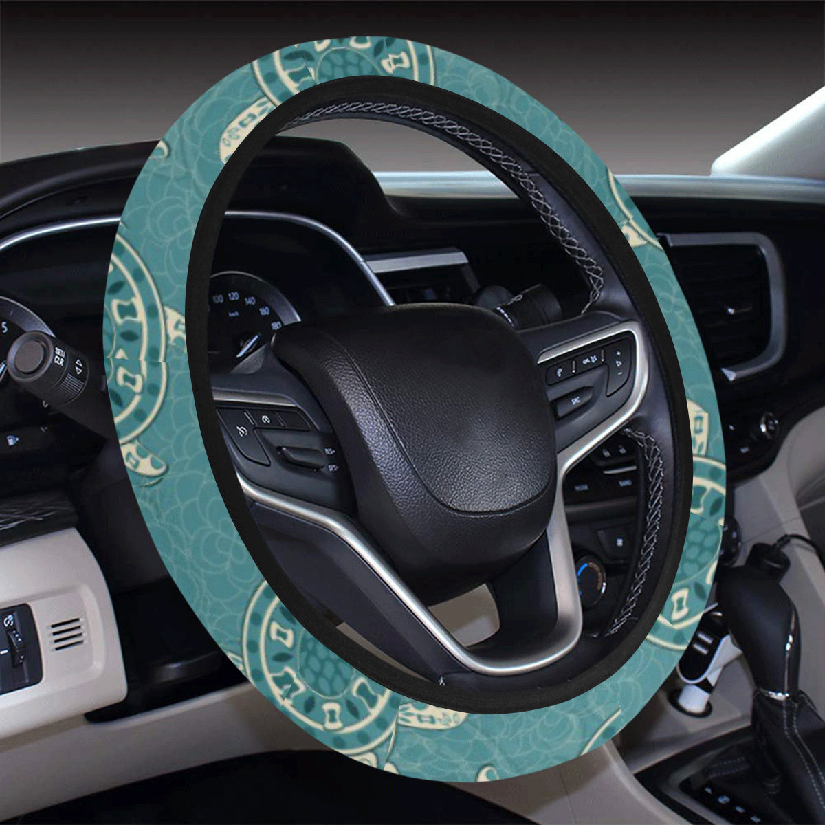 Sea Turtle Pattern Print Design T02 Steering Wheel Cover with Elastic Edge