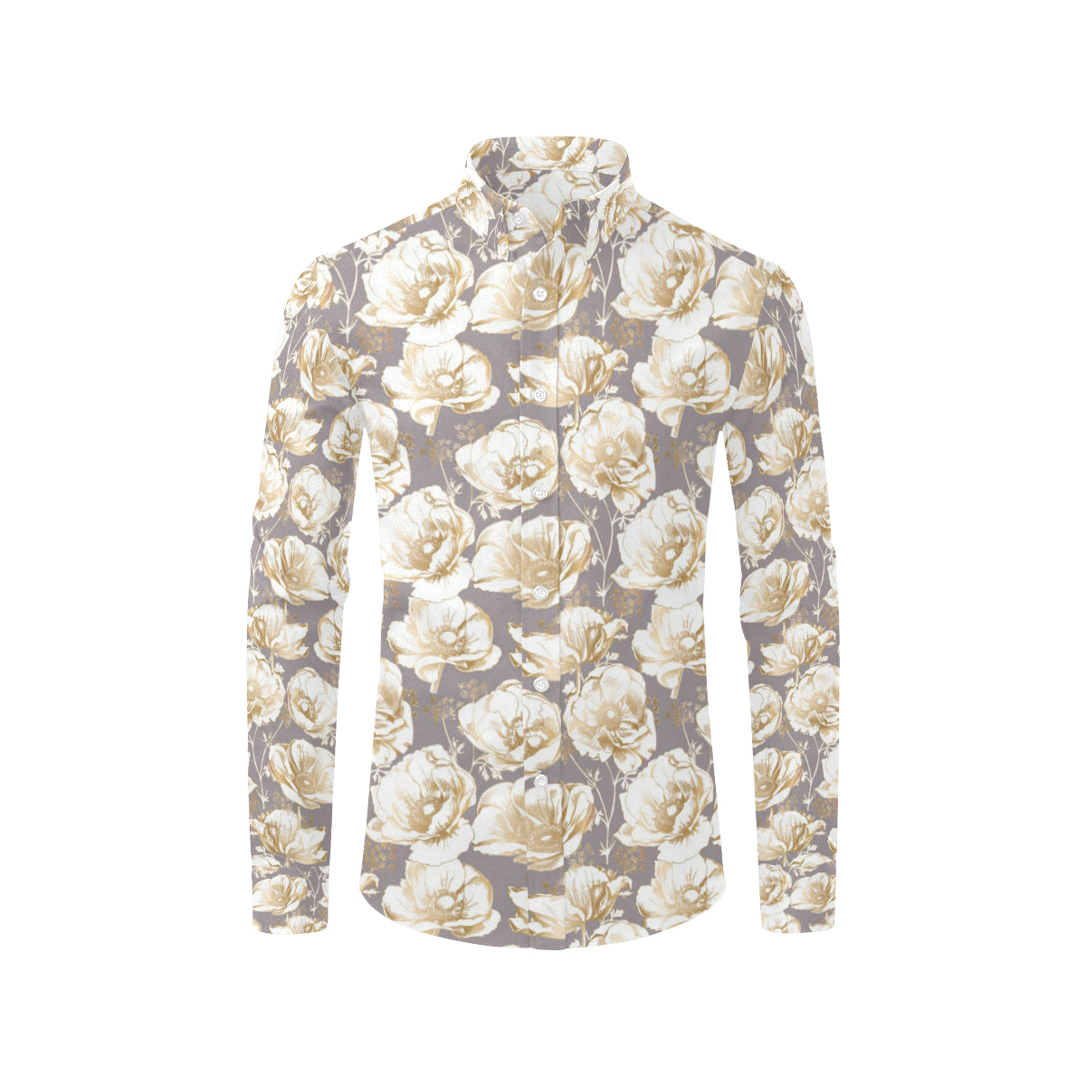 Anemone Pattern Print Design AM05 Men's Long Sleeve Shirt