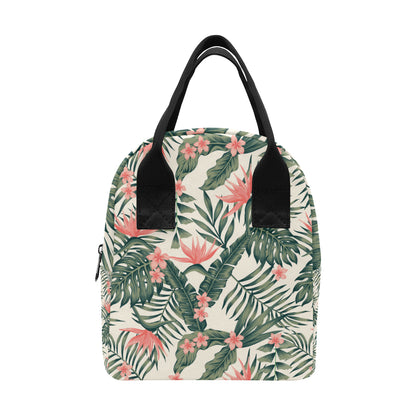 Tropical Flower Palm Leaves Insulated Lunch Bag