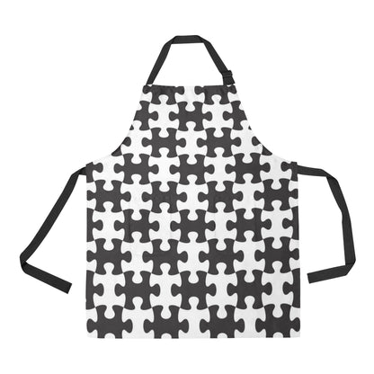 Puzzle Black White Pattern Print Design A02 Apron with Pocket