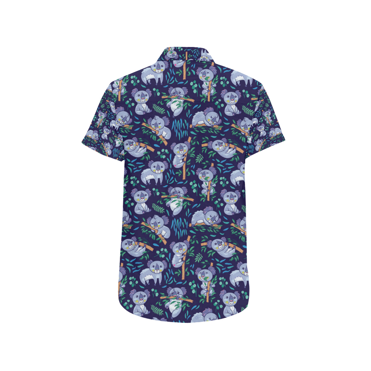 Koala Themed Design Print Men's Short Sleeve Button Up Shirt