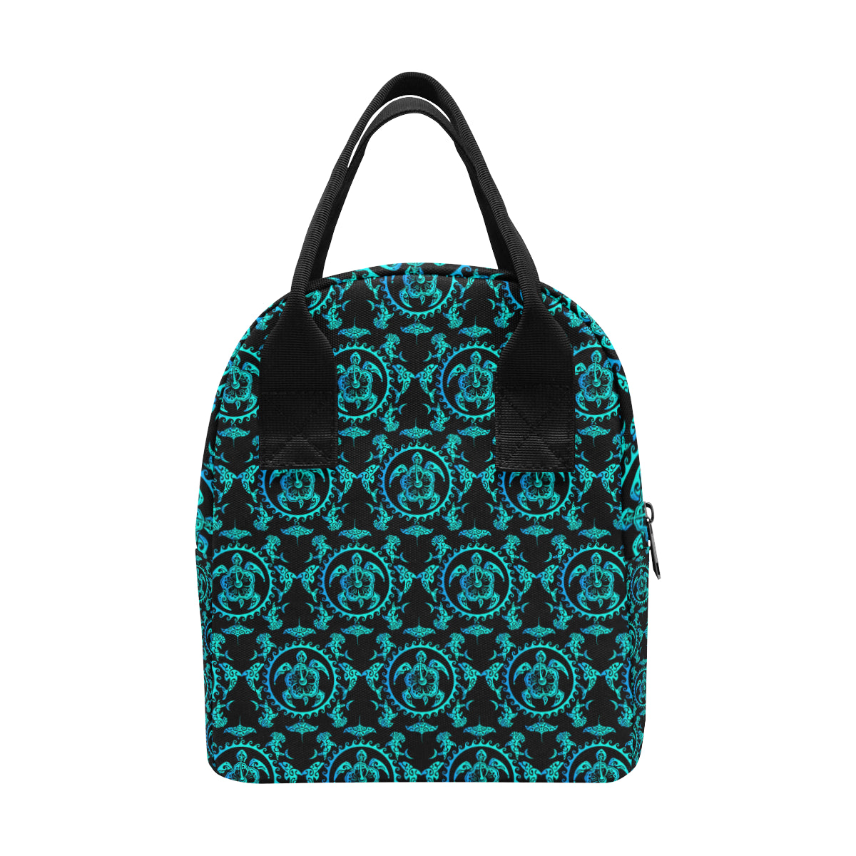 turquoise Tribal Sea Turtle Hawaiian Insulated Lunch Bag