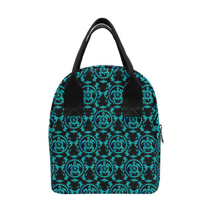 turquoise Tribal Sea Turtle Hawaiian Insulated Lunch Bag