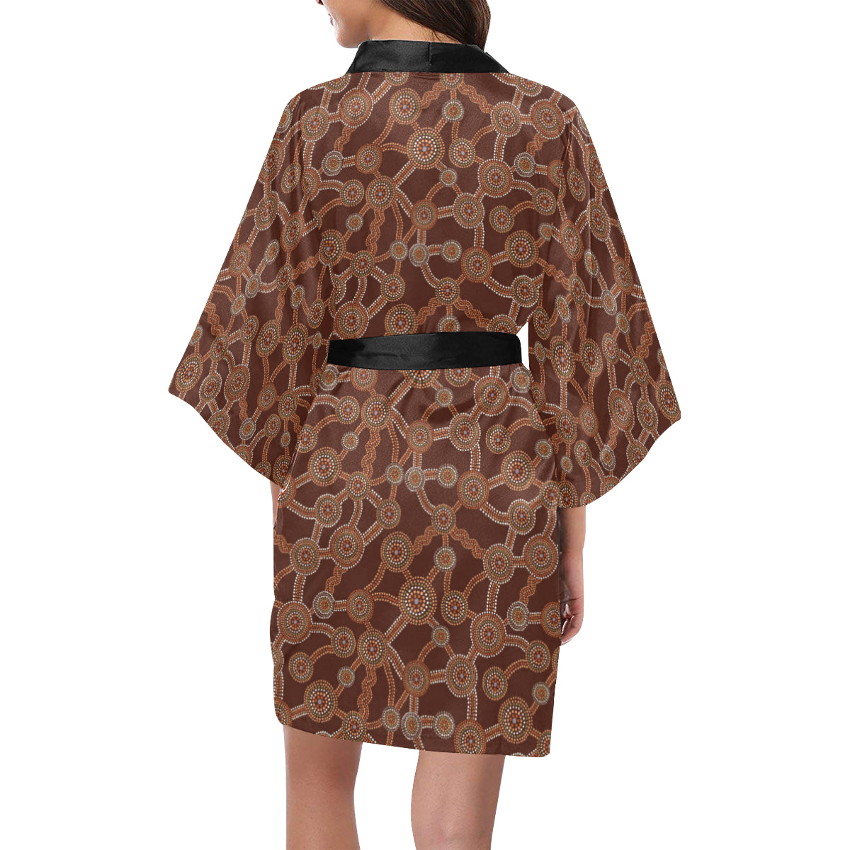 Aboriginal Pattern Print Design 03 Women's Short Kimono