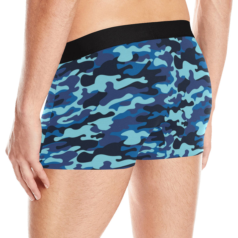 Camo Blue Pattern Print Design 04 Men's Boxer Briefs