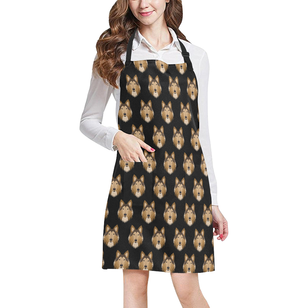Collies Pattern Print Design 01 Apron with Pocket