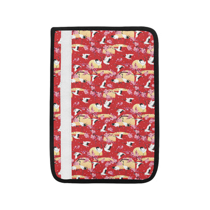 Crane Pattern Print Design 04 Car Seat Belt Cover