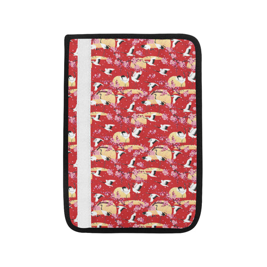Crane Pattern Print Design 04 Car Seat Belt Cover