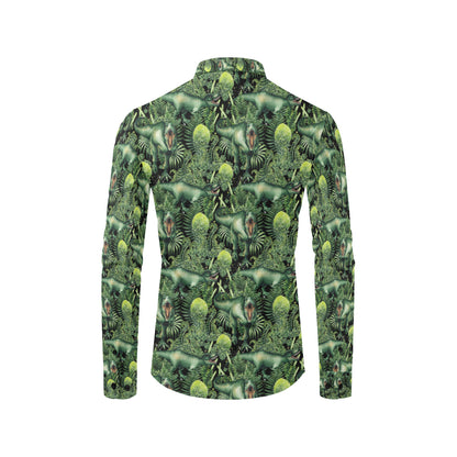 Dinosaur T Rex Print Pattern Men's Long Sleeve Shirt