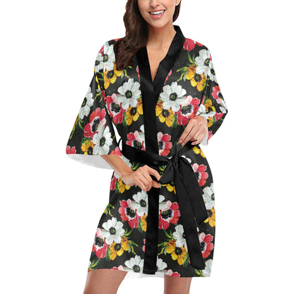 Anemone Pattern Print Design AM07 Women's Short Kimono