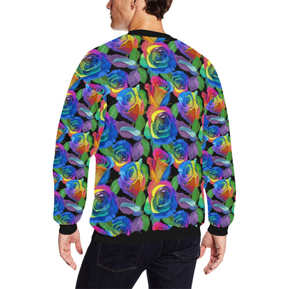 Rose Pattern Print Design RO02 Men Long Sleeve Sweatshirt