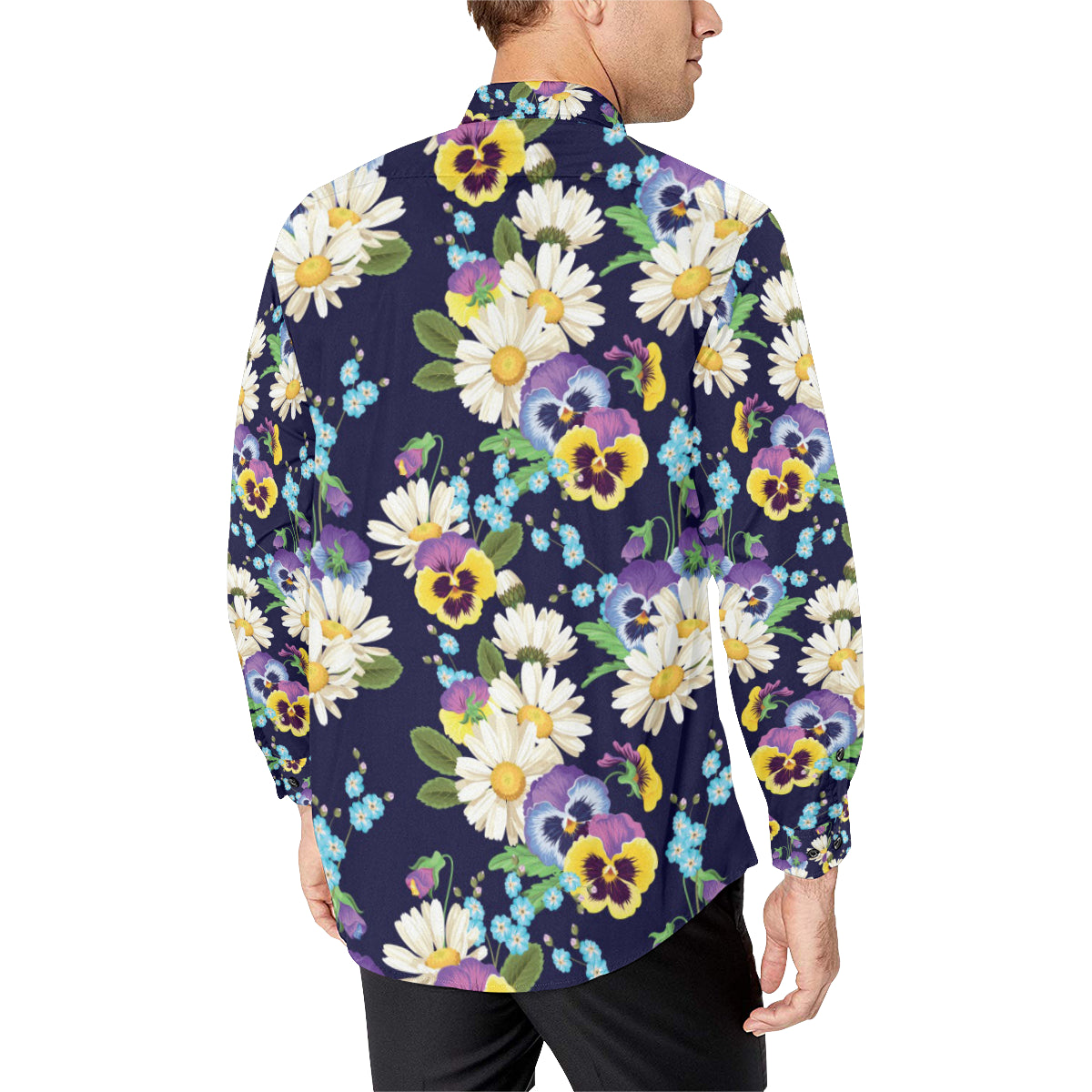 Pansy Pattern Print Design PS03 Men's Long Sleeve Shirt