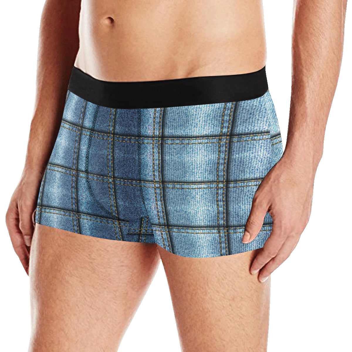 Jean Patchwork Pattern Print Design 02 Men's Boxer Briefs