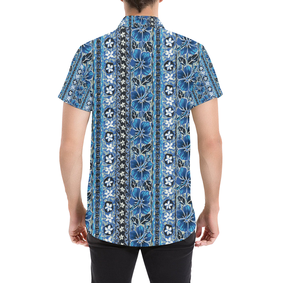 Hawaiian Themed Pattern Print Design H012 Men's Short Sleeve Button Up Shirt