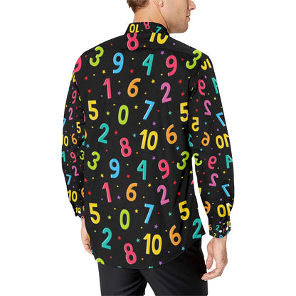 Number Pattern Print Design A04 Men's Long Sleeve Shirt