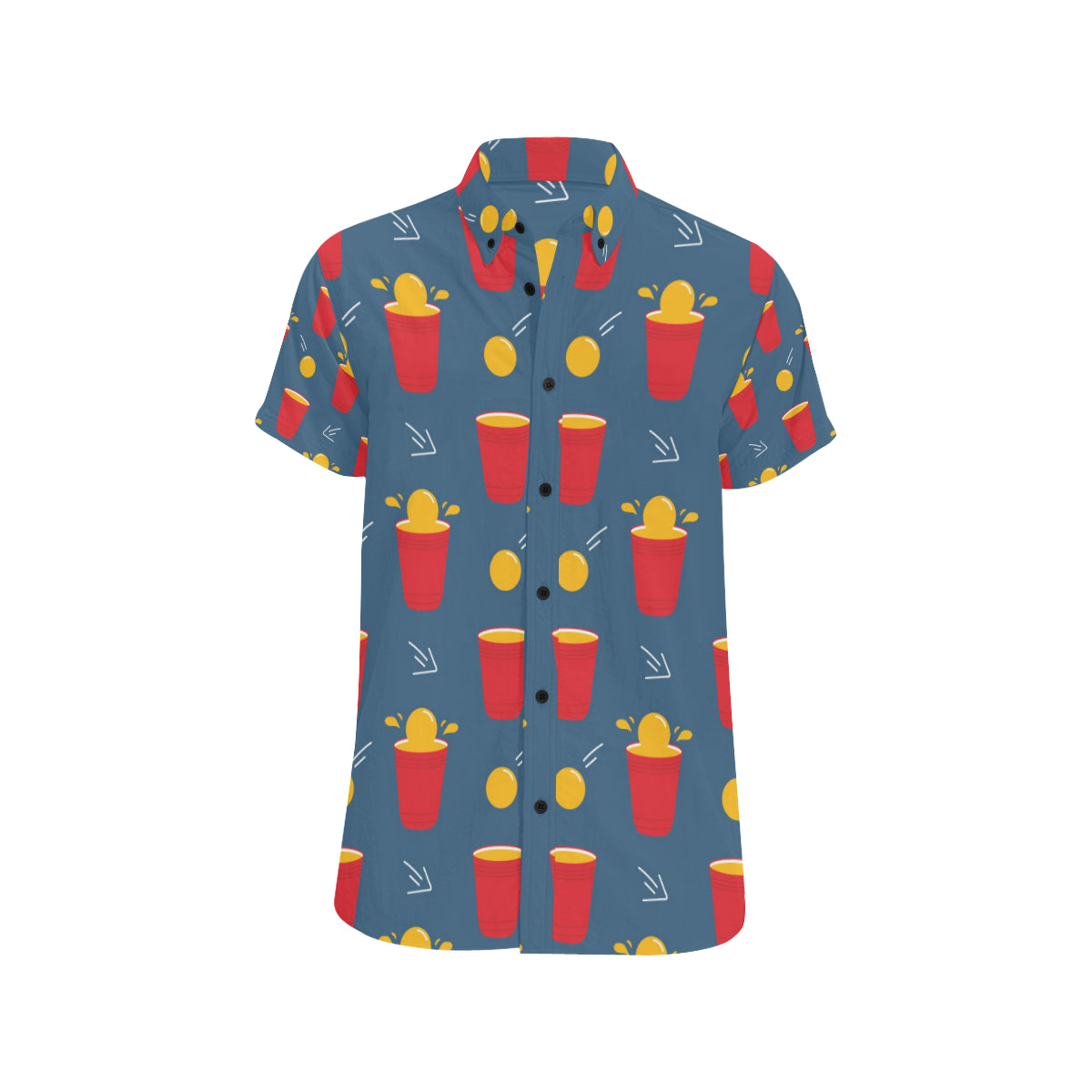 Beer Pong Pattern Print Design 02 Men's Short Sleeve Button Up Shirt