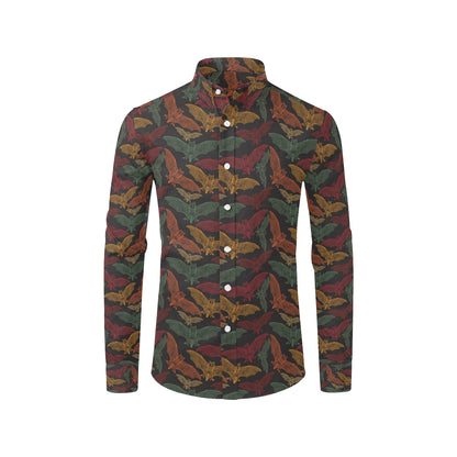 Bat Tribal Pattern Print Design 03 Men's Long Sleeve Shirt
