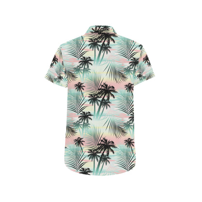 Palm Tree Pattern Print Design A03 Men's Short Sleeve Button Up Shirt