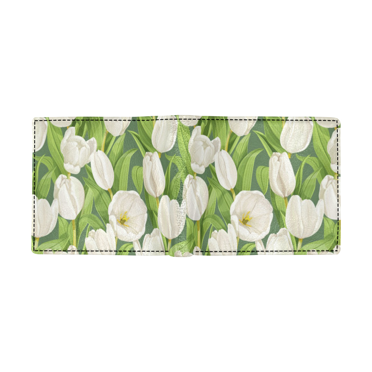 Tulip White Pattern Print Design TP05 Men's ID Card Wallet