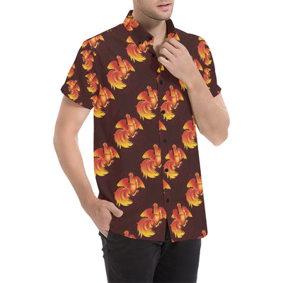 Rooster Pattern Print Design A04 Men's Short Sleeve Button Up Shirt